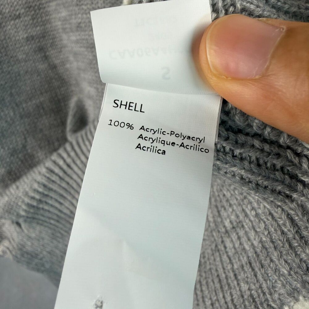 Cupshe Pullover Scalloped Trim V Neck Gray & White Sweater Size S NWT - Picture 2 of 6
